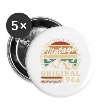 1966 Vintage Rétro Cadeau D'anniversaire - Lot de 5 grands badges (56 mm) - blanc - Devant
