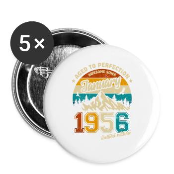 Limited Edition January 1956 Geburtstag Geschenk - Buttons groß 56 mm (5er Pack) - Weiß - Vorne