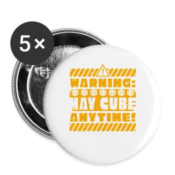 Speedcubing Speed Cube Warning May Cube Anytime - Buttons large 2.2''/56 mm (5-pack) - white - Front