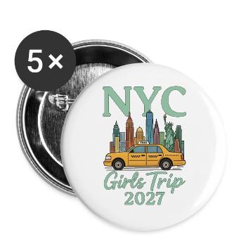 NYC Girls Trip 2027 - Buttons large 2.2''/56 mm (5-pack) - white - Front
