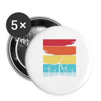 Wind Energy Wind Power Wind Turbine - Buttons large 2.2''/56 mm (5-pack) - white - Front