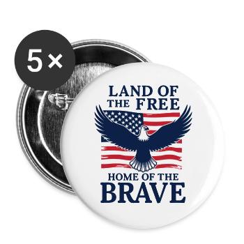 Land of the Free Home of the Brave USA Adler - Buttons groß 56 mm (5er Pack) - Weiß - Vorne