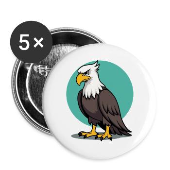 Stolzer Adler Majestätischer Greifvogel - Buttons groß 56 mm (5er Pack) - Weiß - Vorne