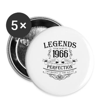 60e anniversaire 1966 Legends Vintage Design - Lot de 5 grands badges (56 mm) - blanc - Devant