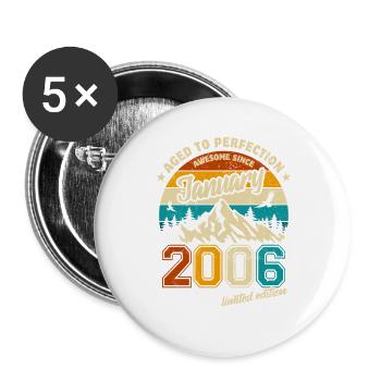 Édition limitée cadeau d’anniversaire de janvier 2006 - Lot de 5 grands badges (56 mm) - blanc - Devant