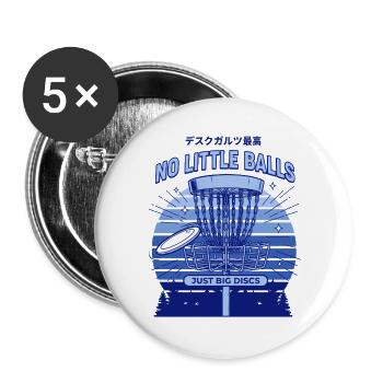Disc Golf Pas de petites balles, juste de gros paniers à disques - Lot de 5 grands badges (56 mm) - blanc - Devant