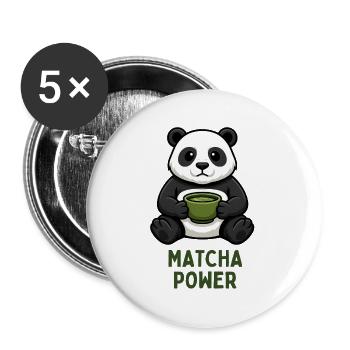 Matcha Kraft Panda - Buttons groß 56 mm (5er Pack) - Weiß - Vorne
