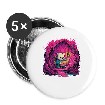 Panda in Pink Cave Light - Buttons large 2.2''/56 mm (5-pack) - white - Front