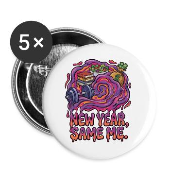 New Year, the same I - Buttons large 2.2''/56 mm (5-pack) - white - Front