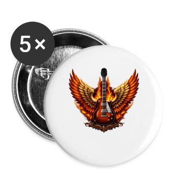 Flaming Angels and Guitar Rock Angels - Buttons large 2.2''/56 mm (5-pack) - white - Front