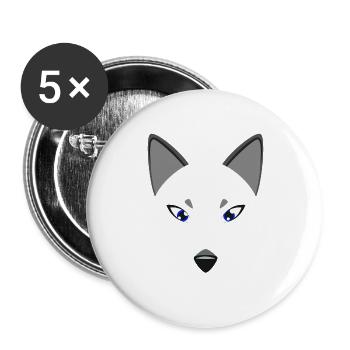 Polarfuchsgesicht lustiges Tier Faules DIY-Kostüm - Buttons groß 56 mm (5er Pack) - Weiß - Vorne