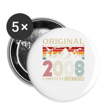 18th Birthday Original January 2008 - Buttons large 2.2''/56 mm (5-pack) - white - Front