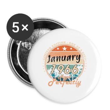 January 1966 Vintage Retro Birthday Gift - Buttons large 2.2''/56 mm (5-pack) - white - Front