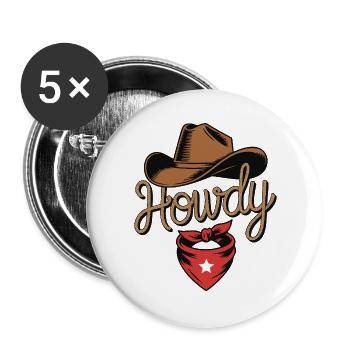 Howdy Cowboy - Western Rope Design - Buttons large 2.2''/56 mm (5-pack) - white - Front