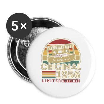 Original 1956 Vintage Vintage Anniversaire Rétro - Lot de 5 grands badges (56 mm) - blanc - Devant
