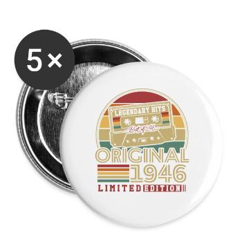 Original 1946 Vintage Birthday Retro - Buttons large 2.2''/56 mm (5-pack) - white - Front