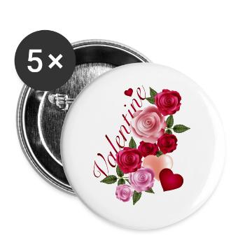 Rose garland with hearts in romantic style - Buttons large 2.2''/56 mm (5-pack) - white - Front