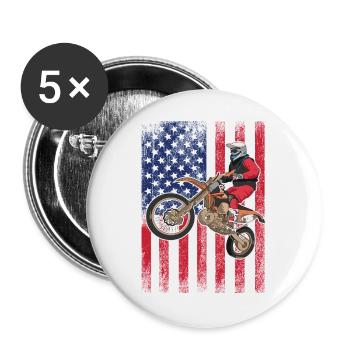 Dirt Biking USA-Flagge - Buttons groß 56 mm (5er Pack) - Weiß - Vorne