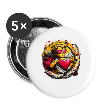 Cupid Graffiti Heart Arch - Buttons large 2.2''/56 mm (5-pack) - white - Front
