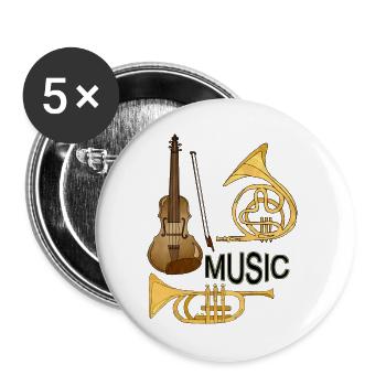 Musikinstrumente - Buttons groß 56 mm (5er Pack) - Weiß - Vorne