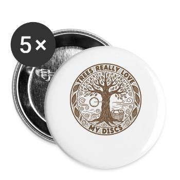Trees Really Love My Discs Disc Golf Fun - Buttons large 2.2''/56 mm (5-pack) - white - Front
