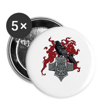 Légende viking viking marin Odin Raven Fighter - Lot de 5 grands badges (56 mm) - blanc - Devant