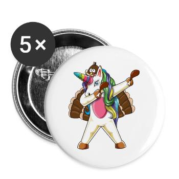 Taponnage de la licorne de la danse de la dinde de Thanksgiving - Lot de 5 grands badges (56 mm) - blanc - Devant