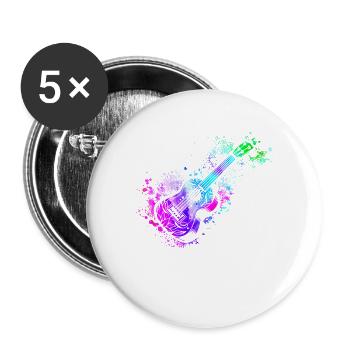 Hawaiian Ukulele Uke Watercolor - Buttons large 2.2''/56 mm (5-pack) - white - Front