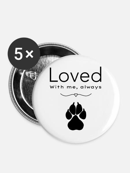 Dog loved - Buttons large 2.2''/56 mm (5-pack) - white