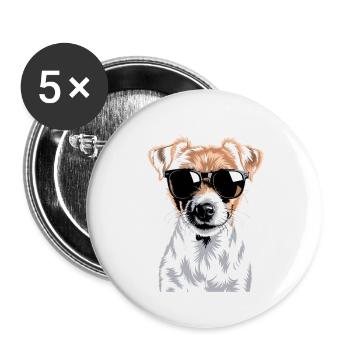 Jack Russell Terrier - Buttons groß 56 mm (5er Pack) - Weiß - Vorne