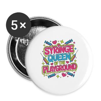 Pediatric Nurse Syringe Queen Of The Kids Nurse - Buttons large 2.2''/56 mm (5-pack) - white - Front