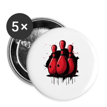 Bowling Pins - Buttons groß 56 mm (5er Pack) - Weiß - Vorne