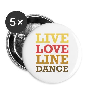 Live Love Line Dance - Buttons large 2.2''/56 mm (5-pack) - white - Front