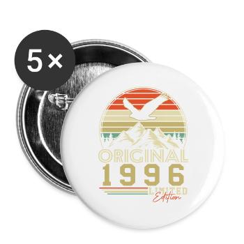 Cadeau rétro rétro vintage d’anniversaire original de 1996 - Lot de 5 grands badges (56 mm) - blanc - Devant