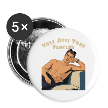 Toni's Fanclub - Buttons groß 56 mm (5er Pack) - Weiß - Vorne
