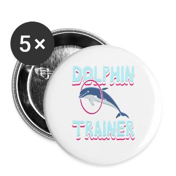 Dolphin Trainer Ocean Lover Design - Buttons groß 56 mm (5er Pack) - Weiß - Vorne