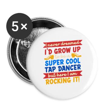 Tap Dance, Tap Dancer, Tap Dancer, Stepper - Buttons large 2.2''/56 mm (5-pack) - white - Front