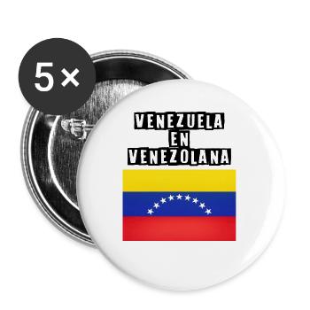 Venezuelas Flaggenbogen der Sterne - Buttons groß 56 mm (5er Pack) - Weiß - Vorne