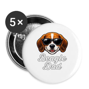 Beagle Papa Papa Rétro Vintage - Lot de 5 grands badges (56 mm) - blanc - Devant