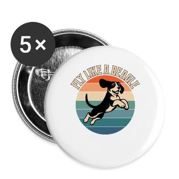 Volez comme un beagle rétro vintage - Lot de 5 grands badges (56 mm) - blanc - Devant