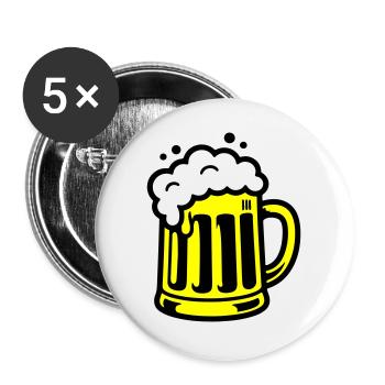 Icône de chope de bière - Lot de 5 grands badges (56 mm) - blanc - Devant