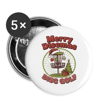 Merry Discmas Disc Golf lustiger fliegender Disc-Korb - Buttons groß 56 mm (5er Pack) - Weiß - Vorne