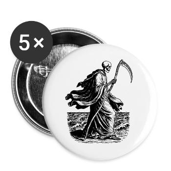  skeleton with the scythe at the sea - Buttons large 2.2''/56 mm (5-pack) - white - Front