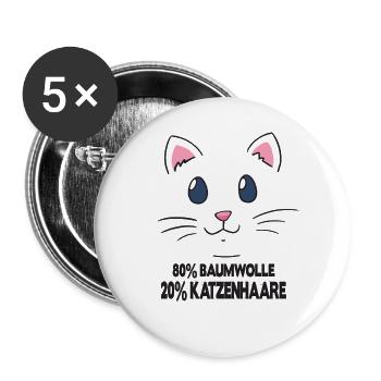 Chat propriétaire de chat, chat dit cadeau Katzenli - Lot de 5 grands badges (56 mm) - blanc - Devant