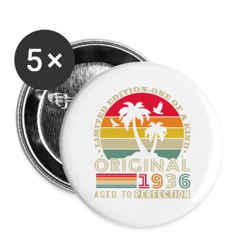 1936 Vintage Retro Birthday Gift - Buttons large 2.2''/56 mm (5-pack) - white - Front