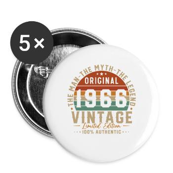 1966 Vintage Rétro Cadeau D'anniversaire - Lot de 5 grands badges (56 mm) - blanc - Devant