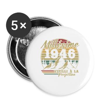 Jahrgang 1946 - Buttons groß 56 mm (5er Pack) - Weiß - Vorne
