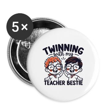 Partnerschaft mit meiner Lehrer-Bestie - Buttons groß 56 mm (5er Pack) - Weiß - Vorne