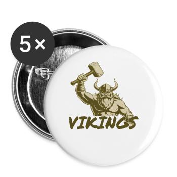 Viking Viking Legend Sailor Odin Raven Fighter - Buttons large 2.2''/56 mm (5-pack) - white - Front
