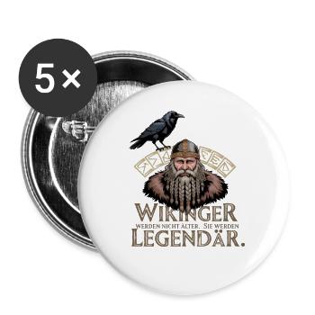 Viking Viking Legend Sailor Odin Raven Fighter - Buttons large 2.2''/56 mm (5-pack) - white - Front